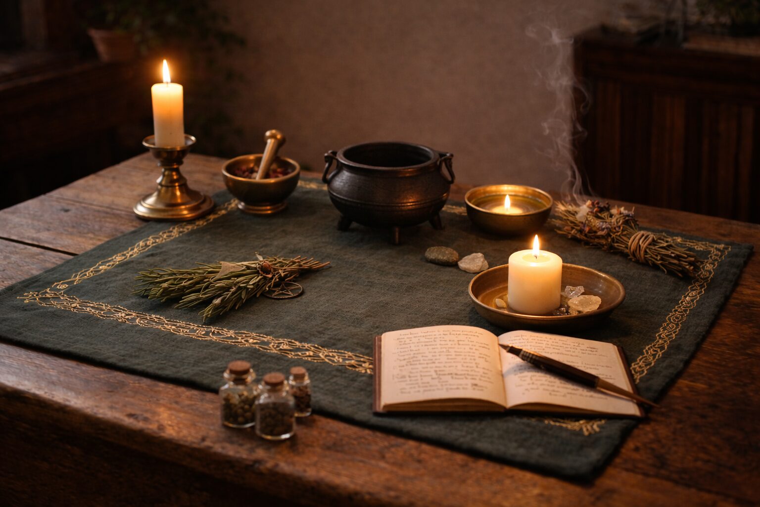 An altar being refreshed and simplified.